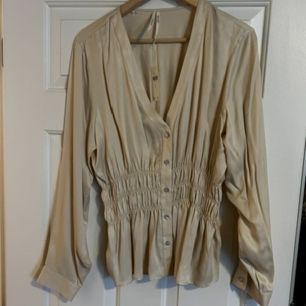 Anthropology Ivory Button Blouse